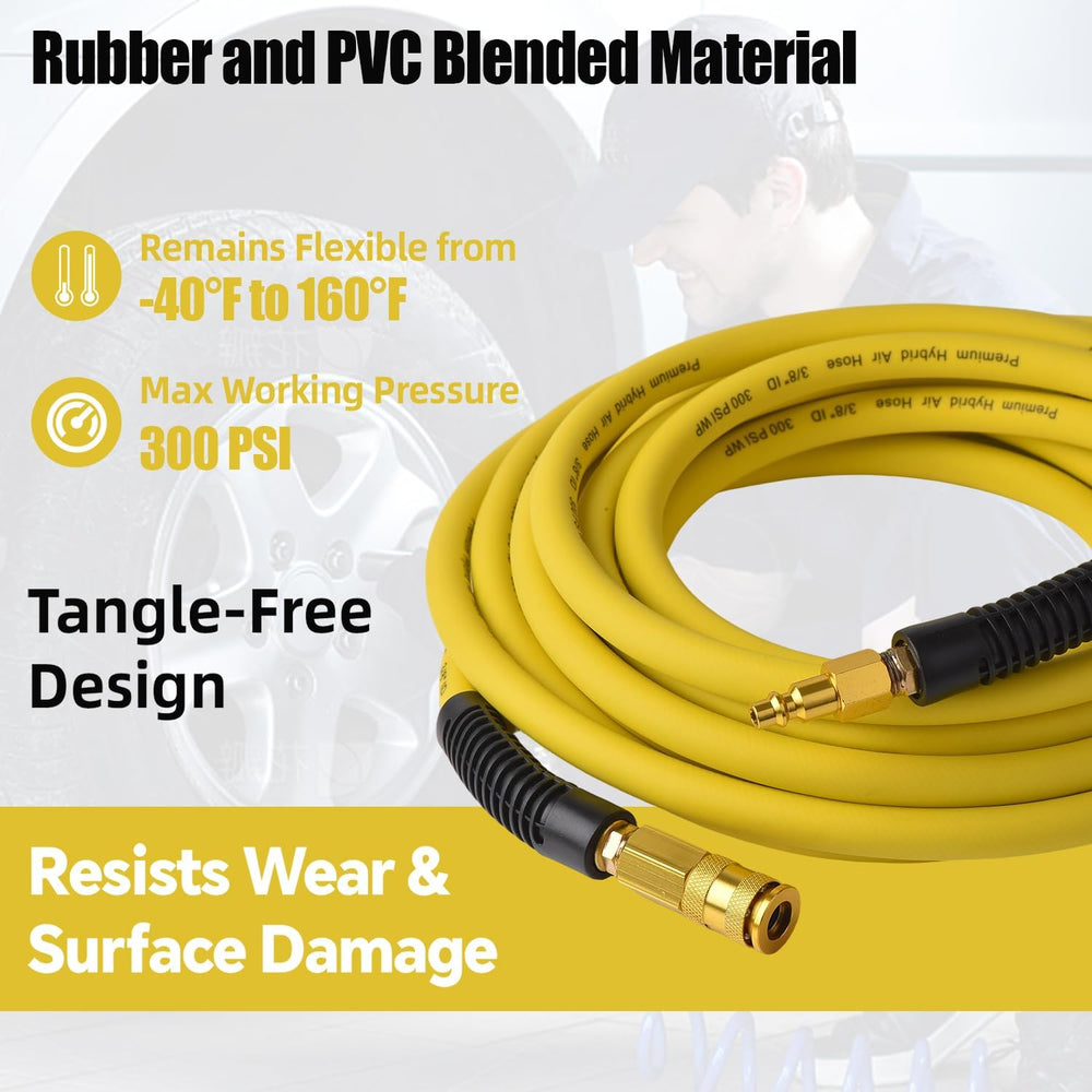 Hybrid Air Hose 3/8-Inch by 100-Feet Air Compressor Hose - Flexible Heavy Dut...