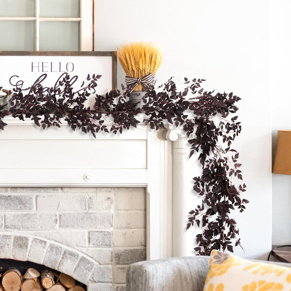 2 Pack 6 Ft Fall Garlands, Plum Cimicifuga Seeded Halloween Decor