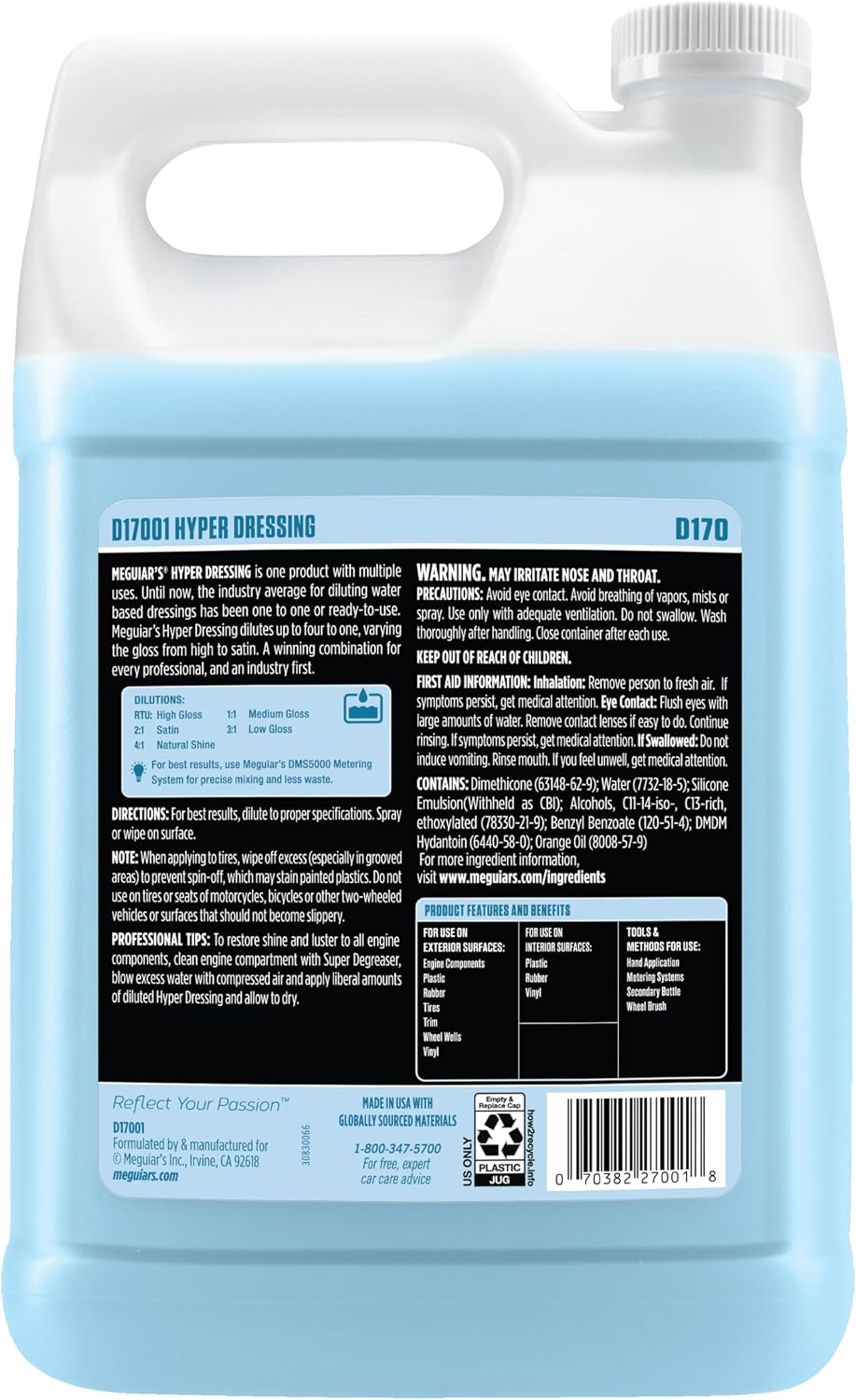 Meguiar's D17001 Hyper Dressing -1 Gallon â€“ Give Your Carâ€™s Trim Piec...
