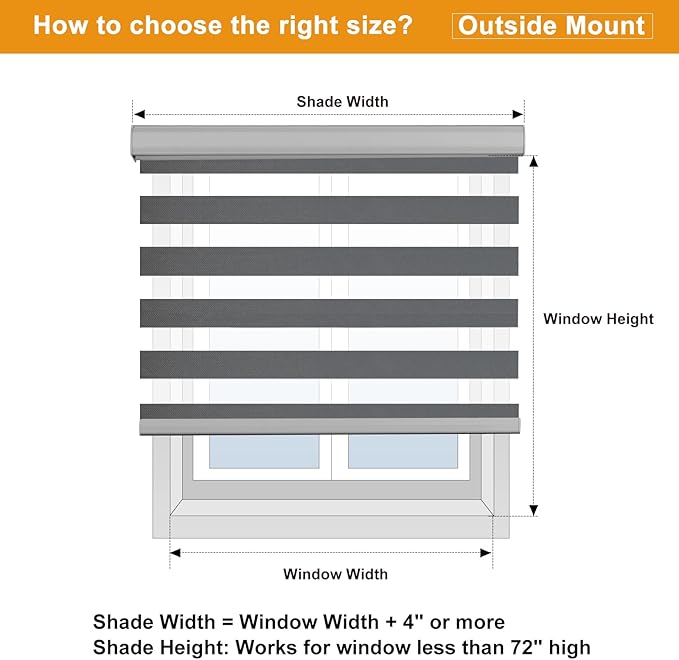Persilux Cordless Zebra Blinds for Windows Free-Stop Roller Windows Shades Dual