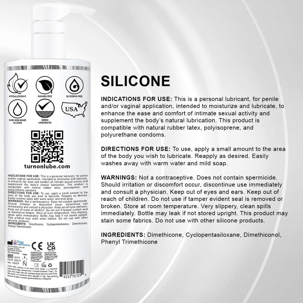 Turn On Silicone-Based Premium Lube, Long Lasting & Silky Smooth, 32 Fl Oz
