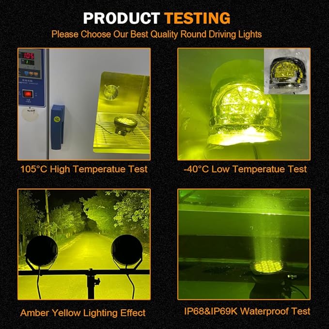 BIGLION.X 5Inch 160W Round Offroad Lights 18800LM LED Amber Fog Lights Yellow