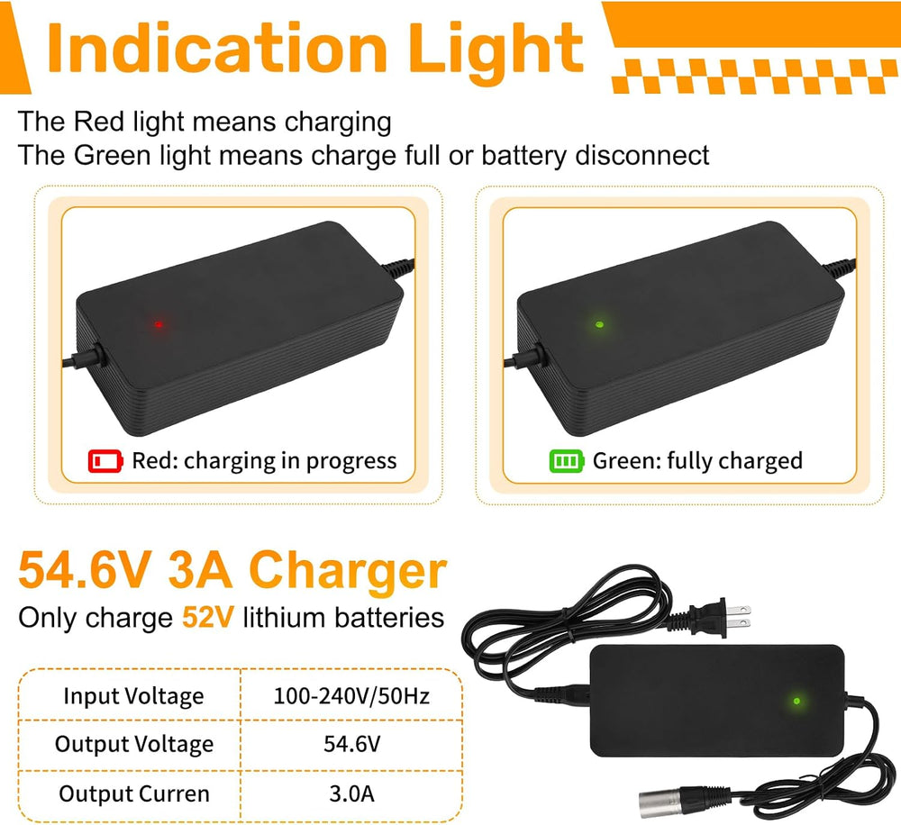UL Certified Upgraded Fast Charging 3-Pin 48V 3A Battery Charger for Q20 Rids...