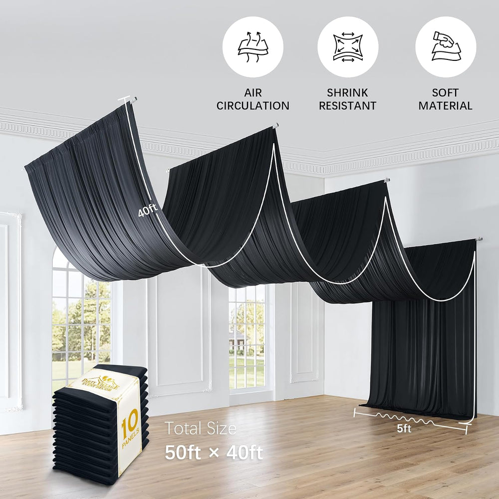 50ftx40ft Black Ceiling Curtain for Halloween Parties