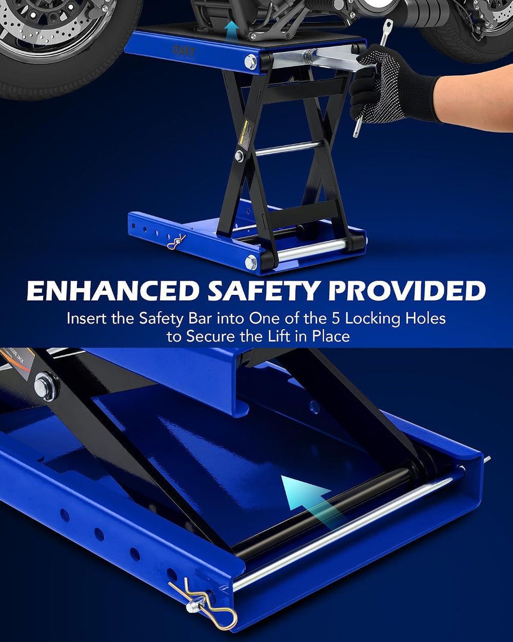 OMT 1100lb Motorcycle Scissor Lift Jack Wide Deck Motorbike Hoist Stand