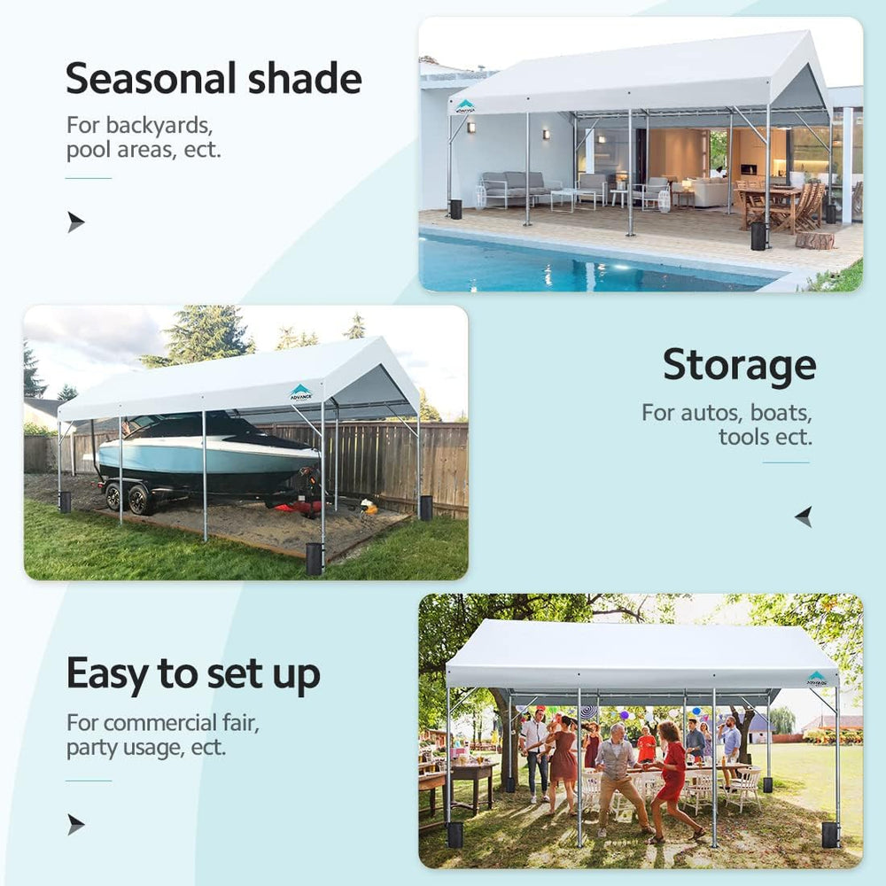 ADVANCE OUTDOOR 12x20 ft Canopy Garage Heavy Duty Carport Car Boat Shelter Pa...