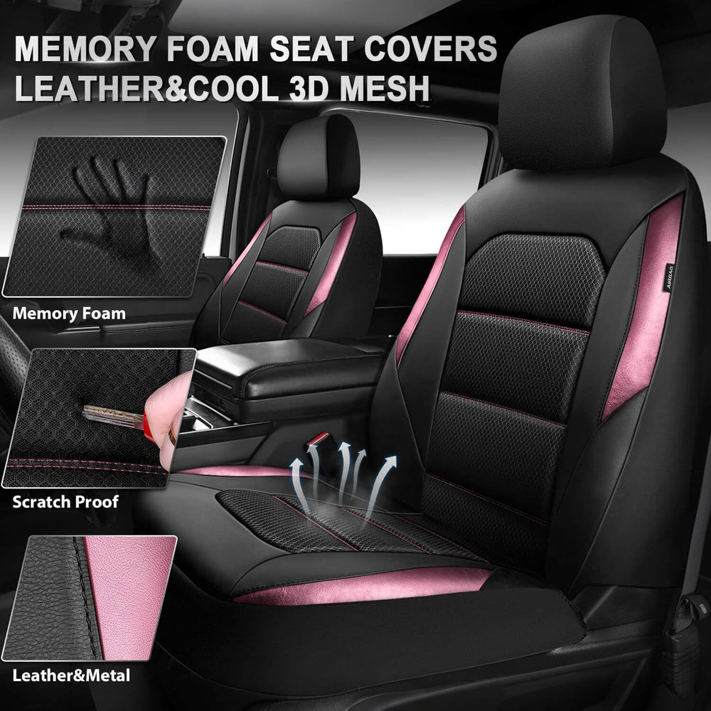 CAR PASS Memory Foam Car Seat Covers,Air Cool Mesh Thick Seat Covers Front Se...