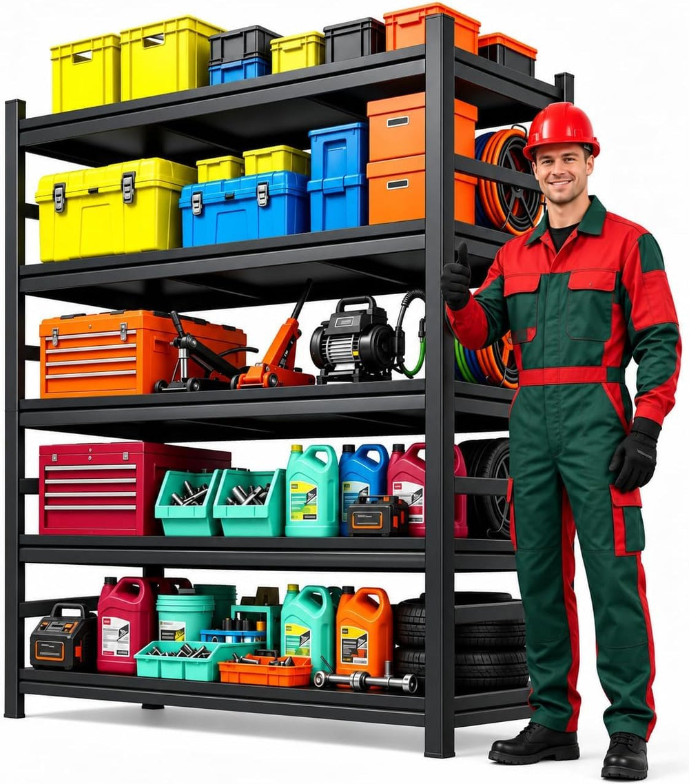 Garage Shelving, Heavy Duty Adjustable Metal Shelves with Anti-Tip Device