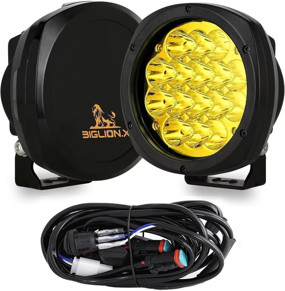 BIGLION.X 5 Inch Pair 160W Amber Round LED Offroad Lights 18800LM Amber Yello...