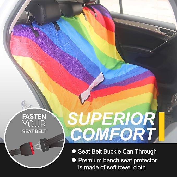Back Seat Cover for Car Trucks Van SUV, Waterproof Rear Bench Towel Seat Covers