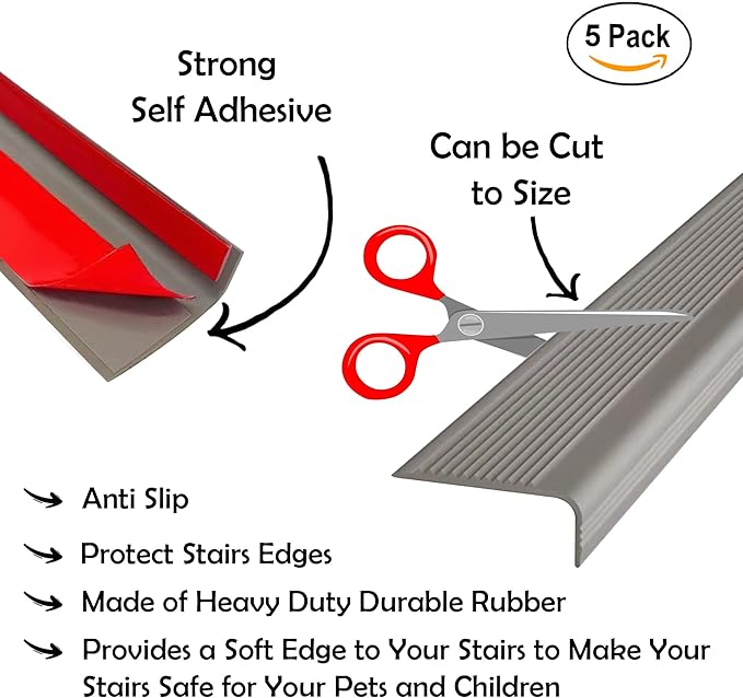 Rubber Bond Stair Edge Protector 36x2x1 inch Anti-Slip Stair Corner Trim Rubb...
