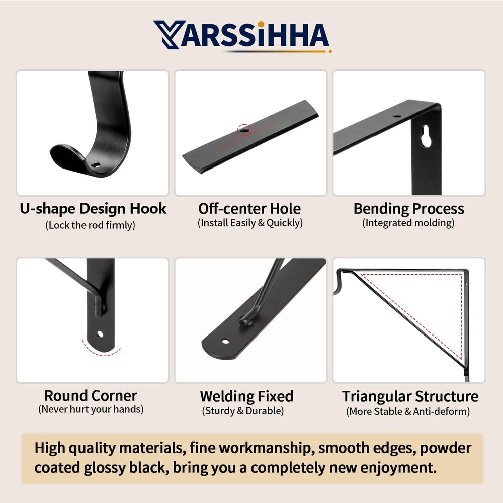 Yarssihha 6 Pack Closet Rod Bracket, 12 x 10.4 Inch Wall Mounted Closet Shelf...