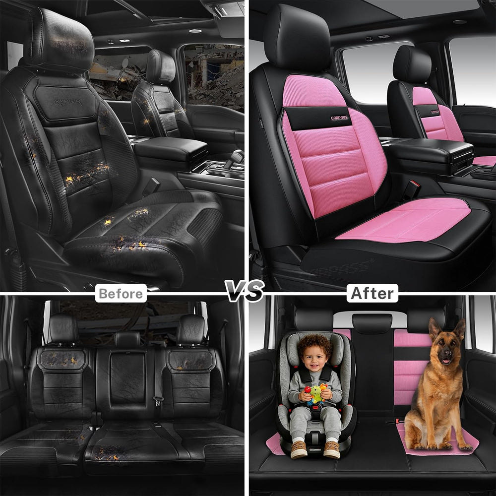 CAR PASS Memory Foam Seat Covers Full Sets, Airy Cool Mesh Thick Car Seat Cov...