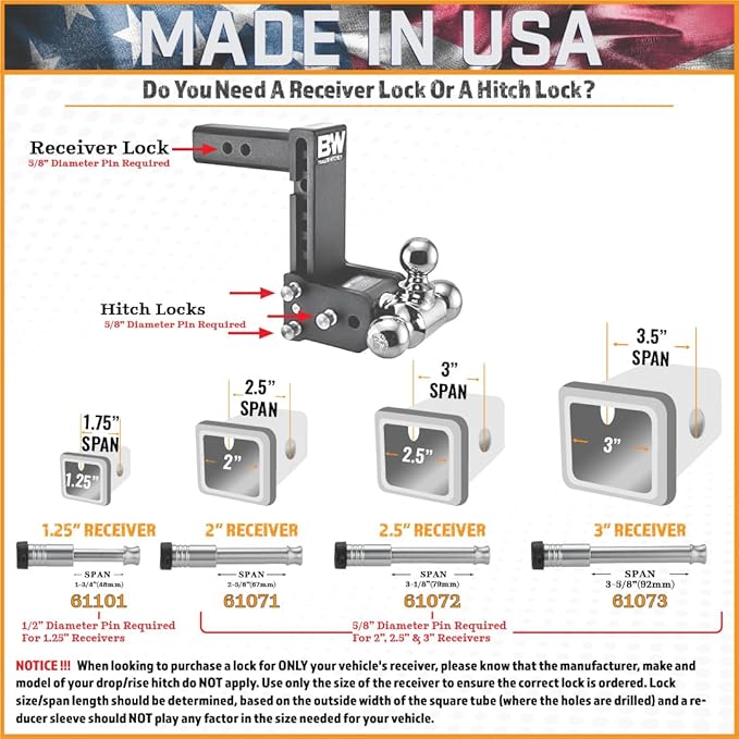 61573 | 2 Pack, Keyed Alike, Receiver Locks