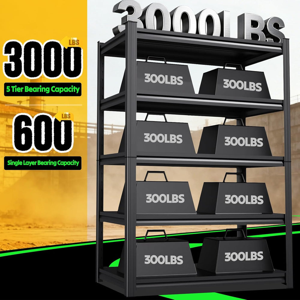5-Tier Garage Shelving 2500LBS Heavy Duty Metal Storage Shelves