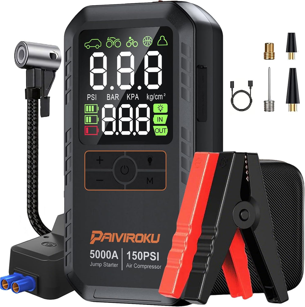 5000A Car Battery Jump Starter with Air Compressor,12V Car Battery Jumper Sta...