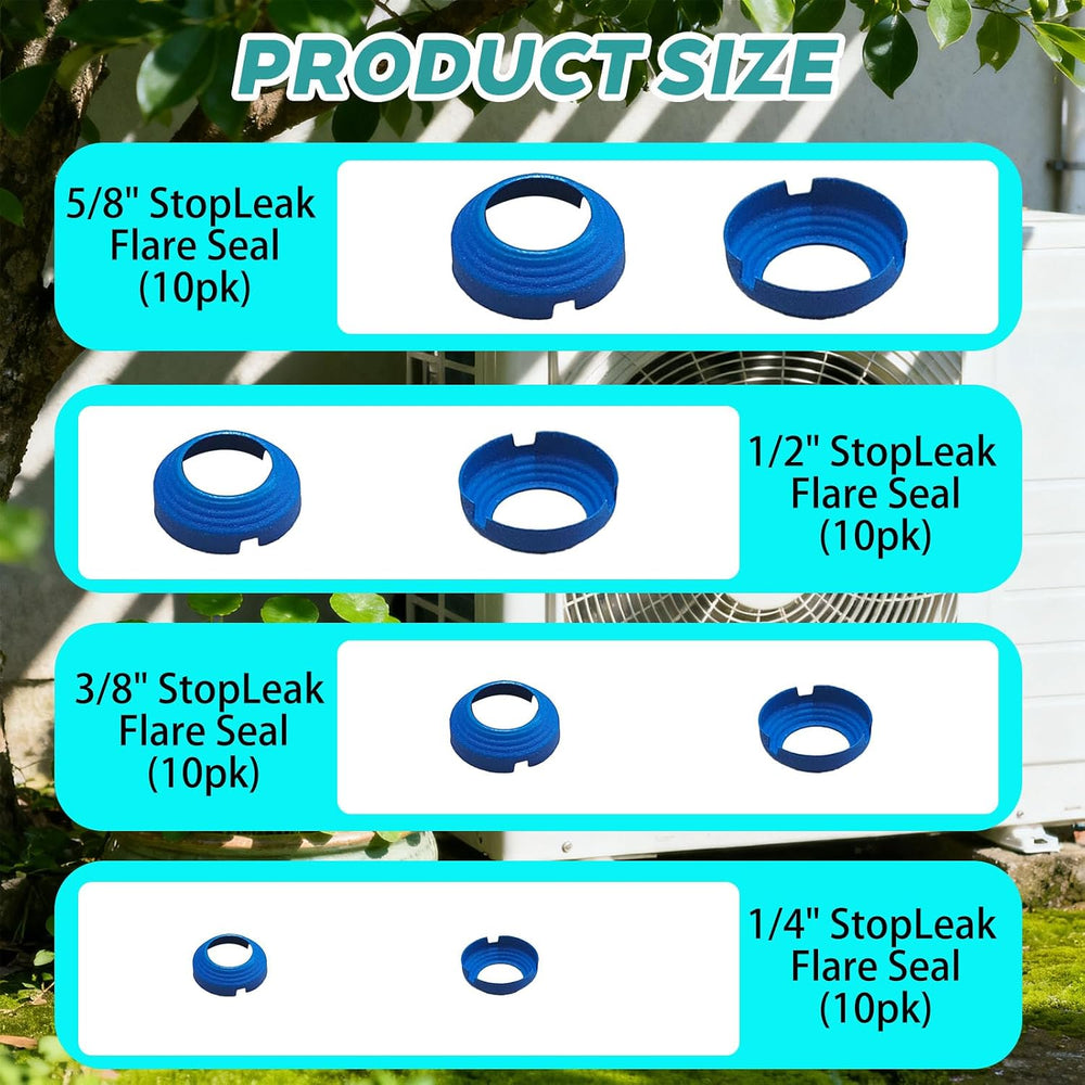 40 Pack Leak Free SAE Mini Split Flare Seal Kit (1/4", 3/8", 1/2&qu...