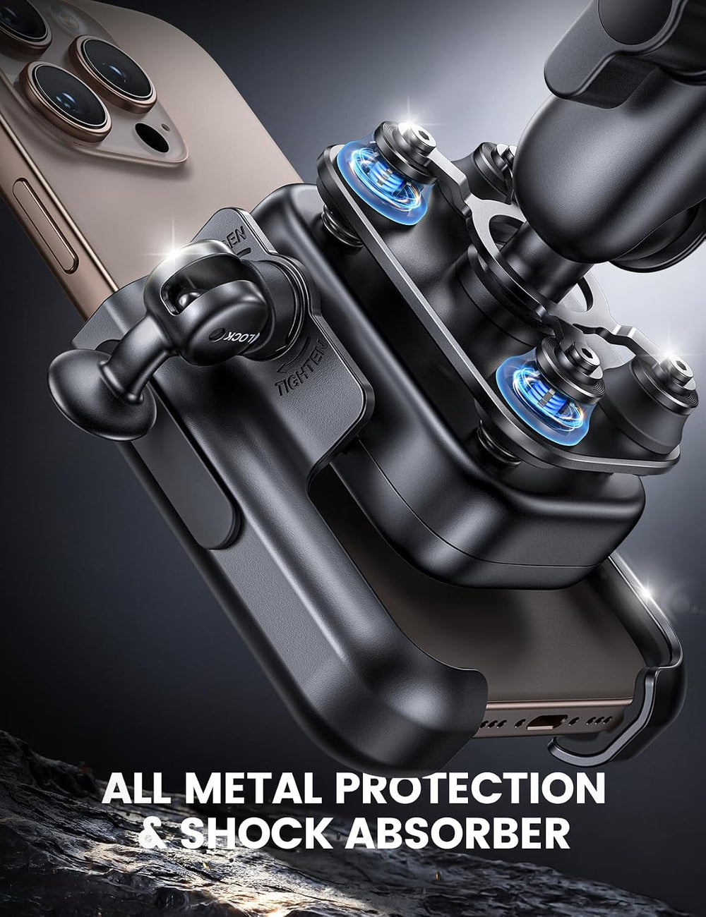 Lamicall Motorcycle Phone Mount Holder - [All Metal] [Anti Shake]