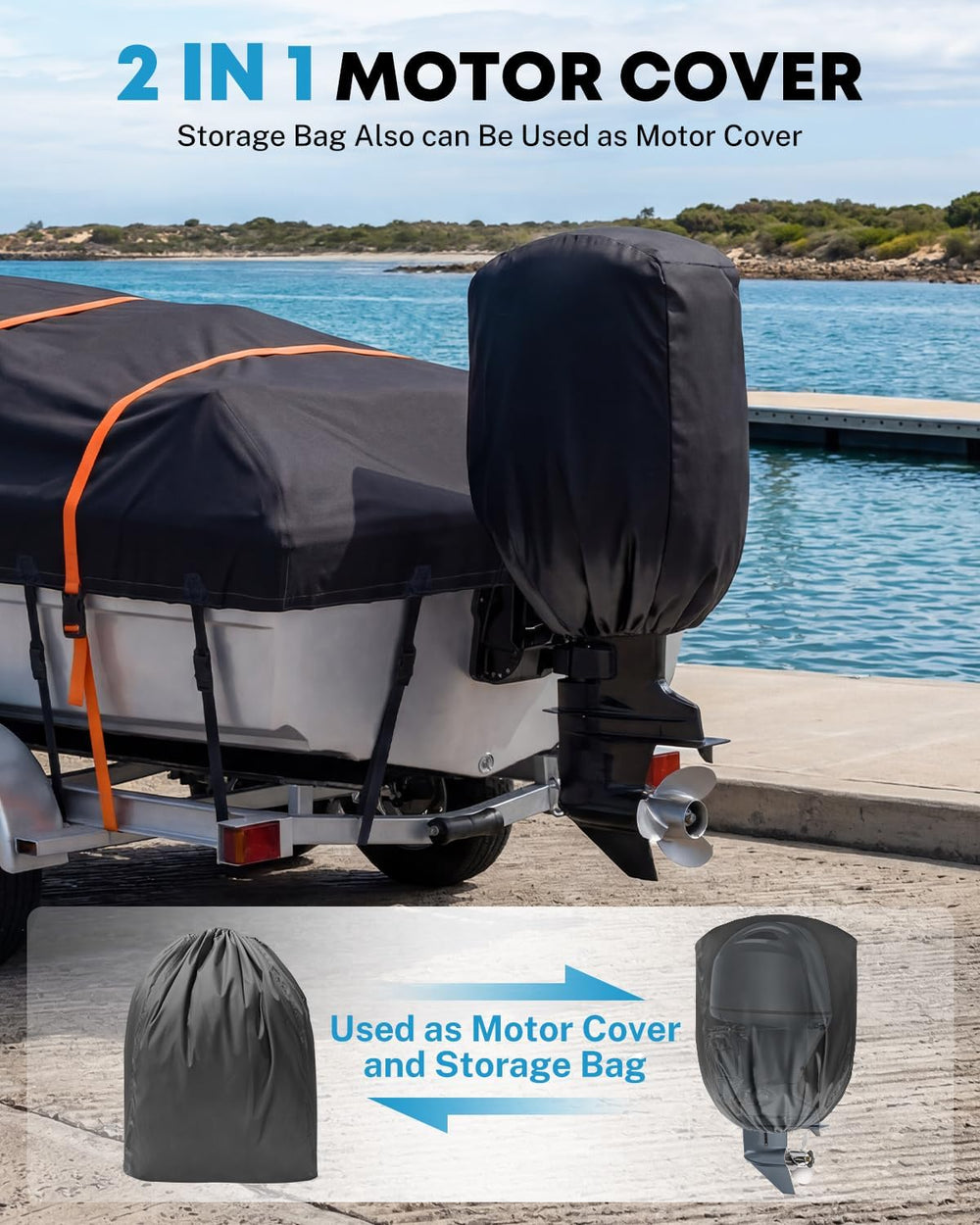 Kohree 1200D Waterproof Boat Cover 20-22ft, up to 100" Wide