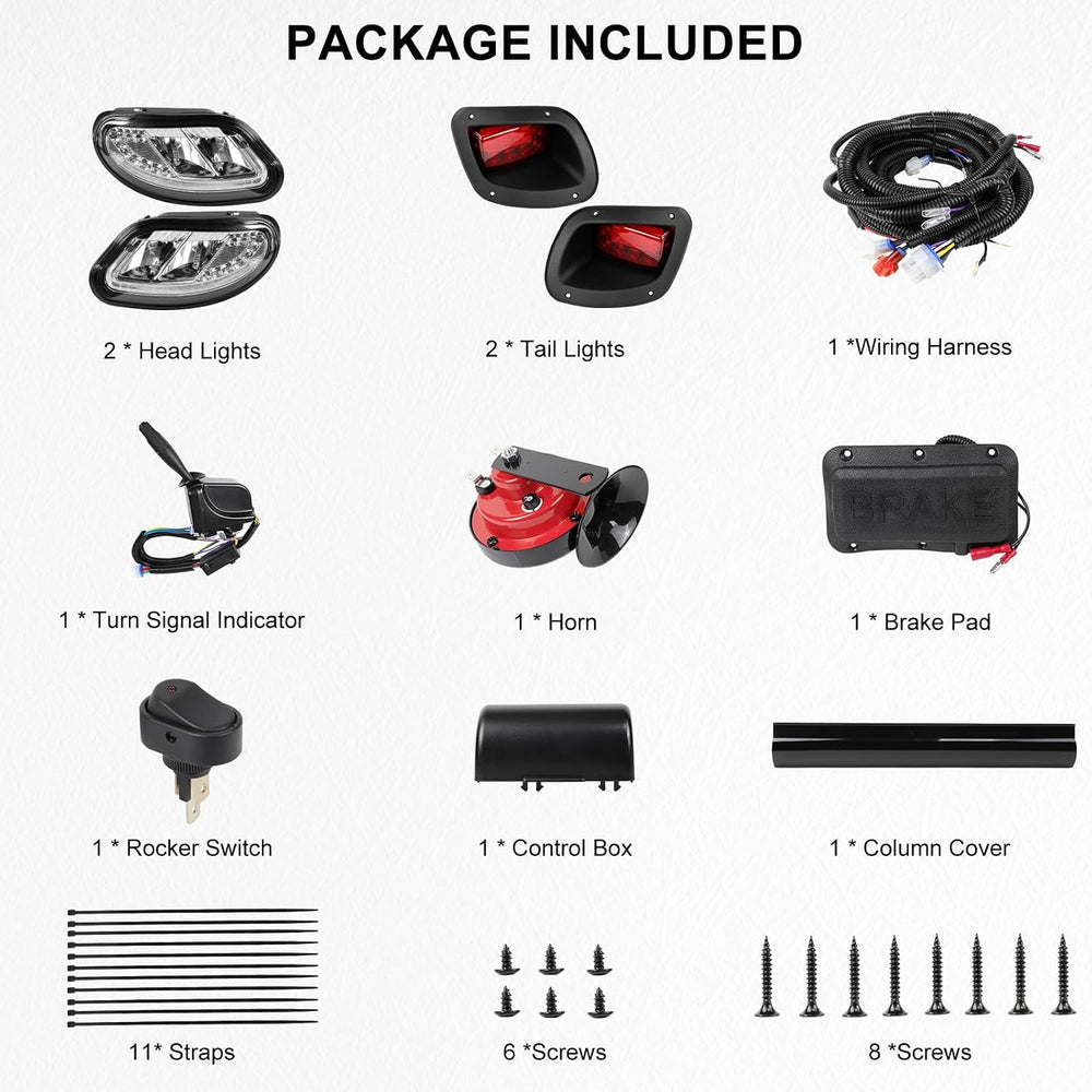 Deluxe Golf Cart LED Headlight Tail Light Kits Fit for 2014-Up EZGO Freedom/T...