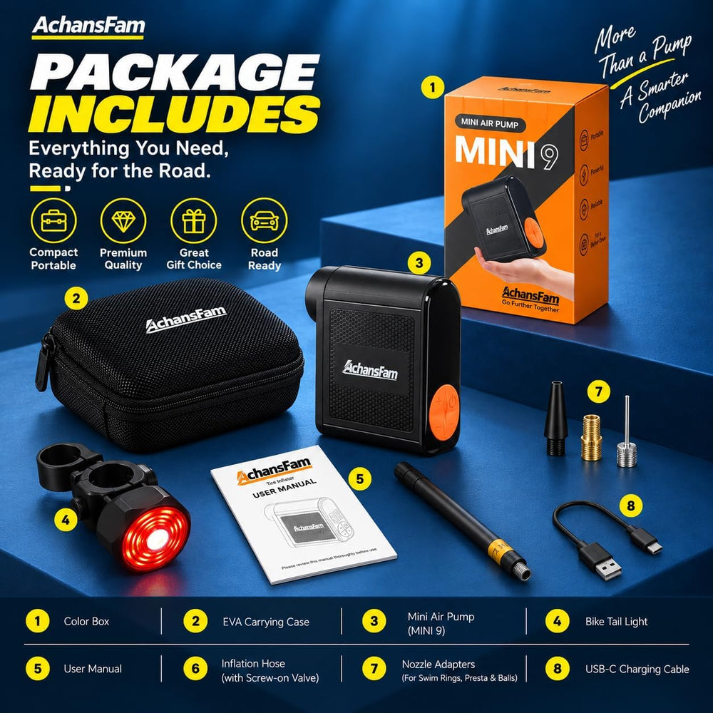 Mini Tire Inflator, 150 PSI Portable Air Pump for Bikes & Cars