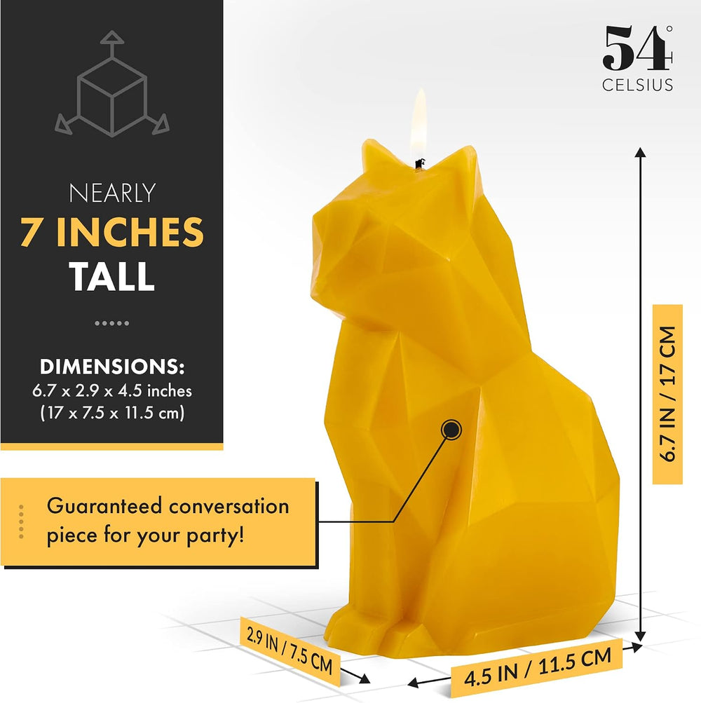 PyroPet Kisa Cat Candle (Mustard Yellow) - The Original Cat Candle with Metal...