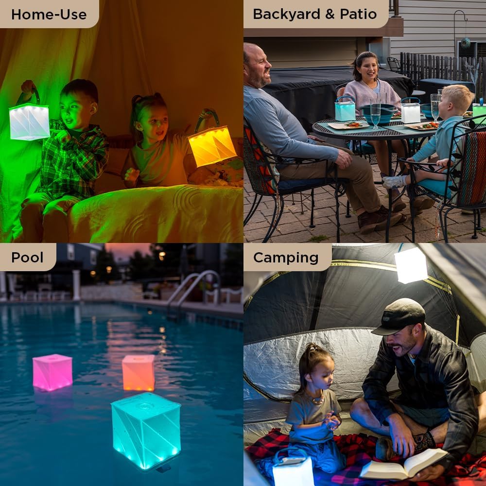 LuminAID Nova Colors Inflatable Solar LED Camping Lantern, 8 Color Modes