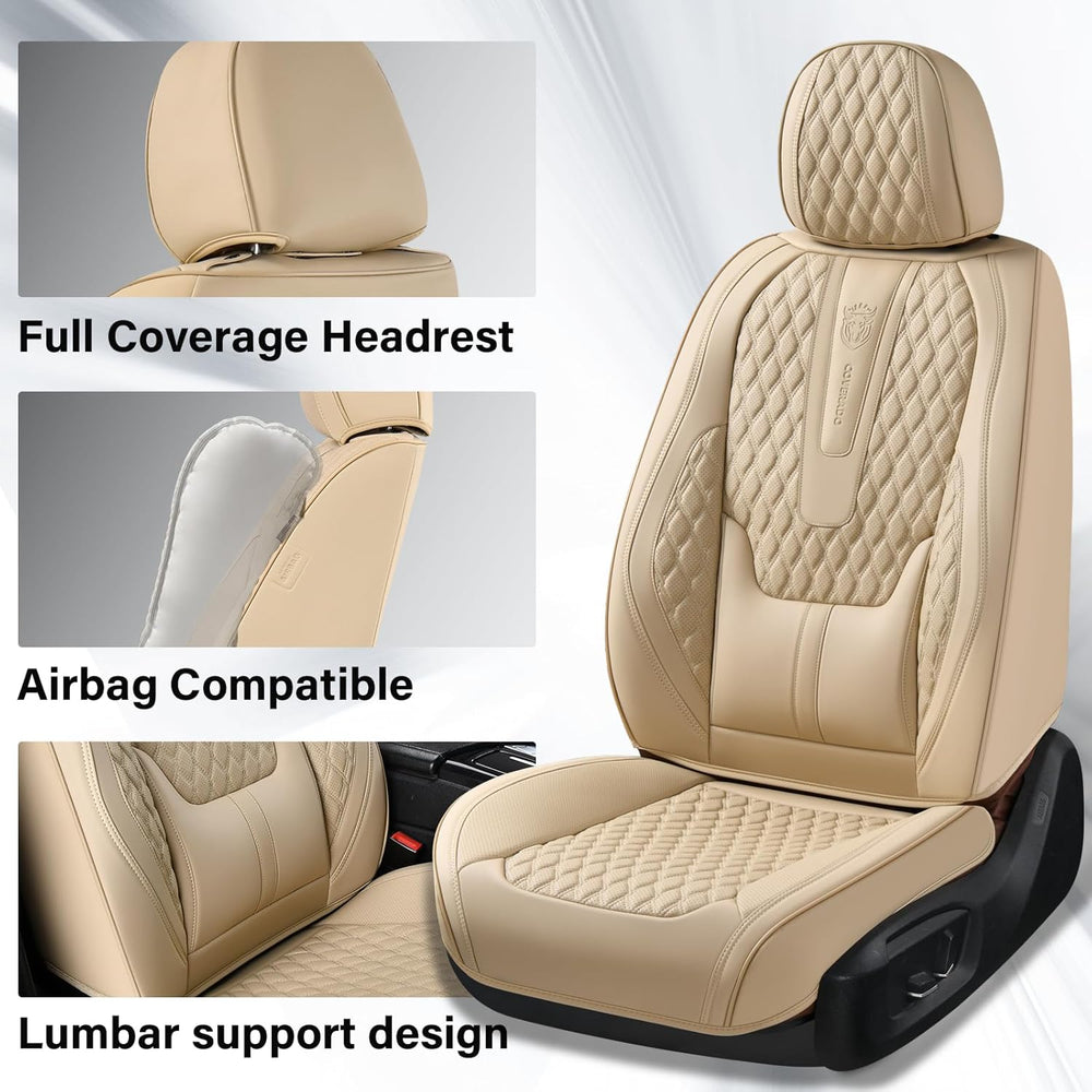 Coverado Car Seat Covers Full Set, Nappa Leather Seat Covers for Car, Waterpr...
