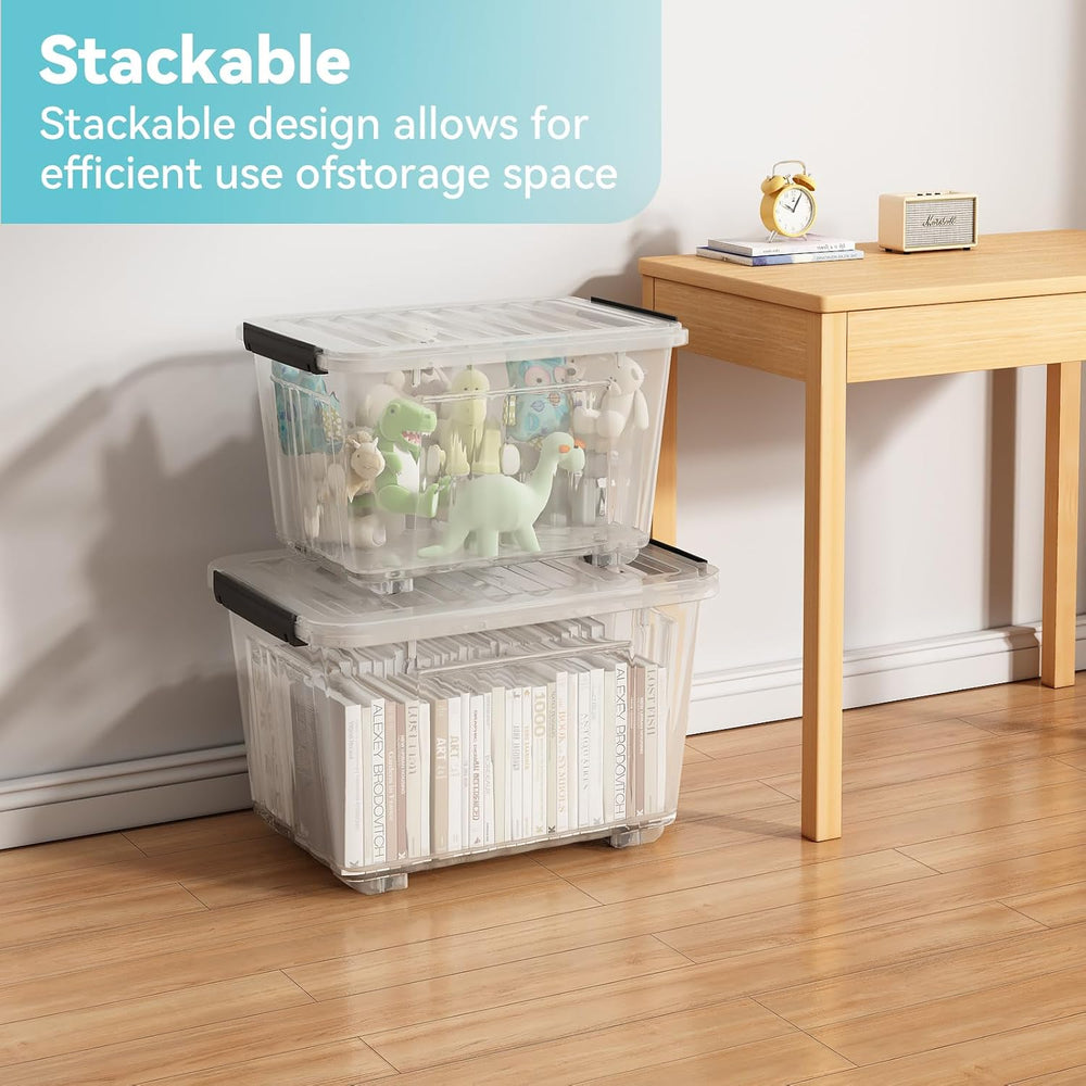 Nazhura 72 Quart Plastic Storage Bin, Stackable and Nestable Storage Boxes wi...