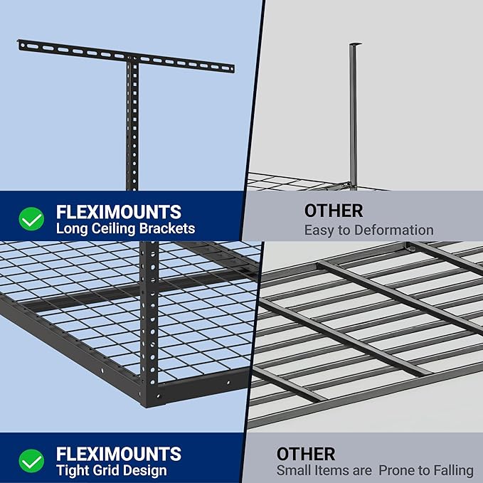 FLEXIMOUNTS 4x4 Overhead Garage Storage Rack, Adjustable Organization System