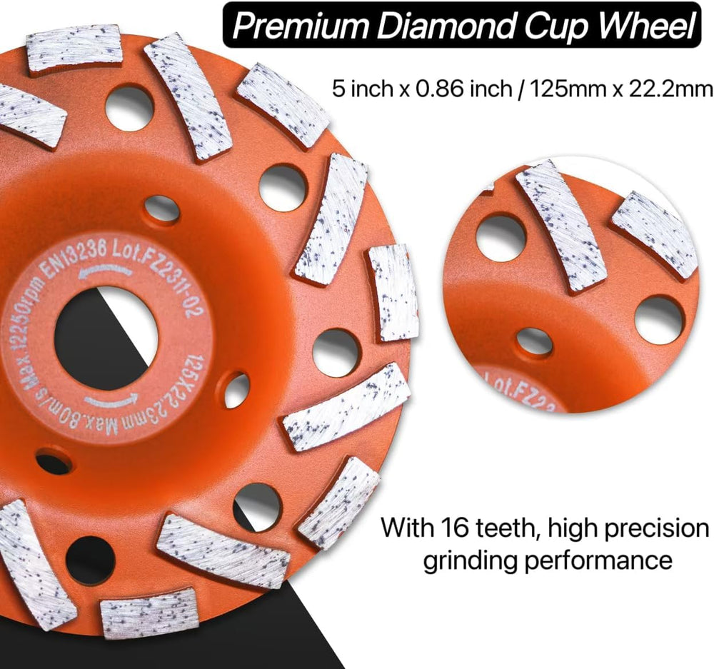 Wohenhao Dust Shroud for Angle Grinder 4.5-5 inch + 2 PCS Diamond Grinding Cu...