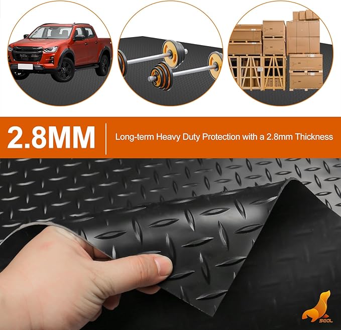 SEAL 6 x 15 Ft Premium Garage Floor Mat, Solid 2.8mm Thickened Black Commercial