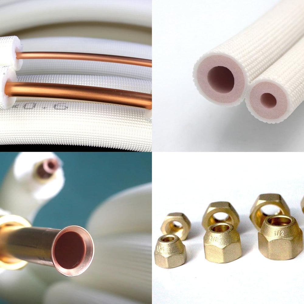 TAUROX 10FT Mini Split Line Set 1/4" & 1/2" O.D Copper Pipes Tu...