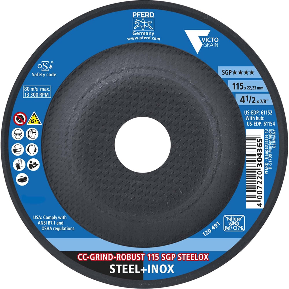 Pferd CC-Grind-Robust Grinding Disc 4-1/2" x 7/8", Part 61152 (10PK)