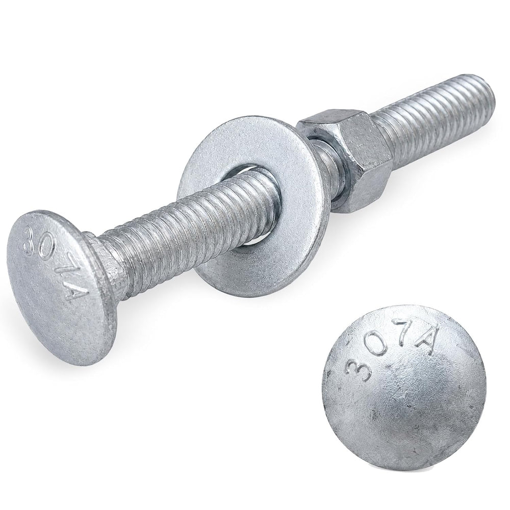 3/8" x 3-1/2" Carriage Bolt Kit 50 Pack, Grade 307A, Hot Dip Galvan...