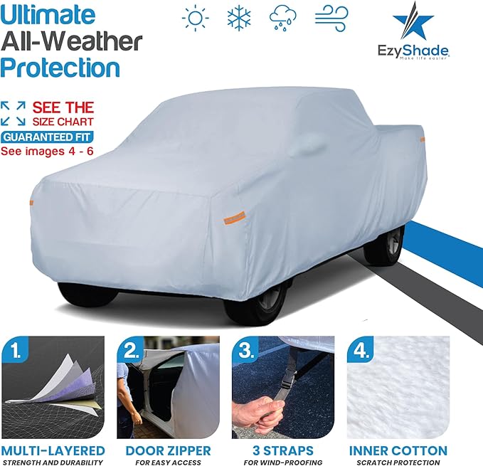 EzyShade 10-Layer Truck Cover Waterproof All Weather. See Vehicle Size-Chart