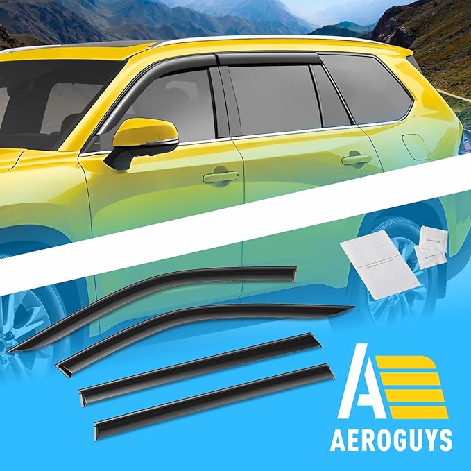 Extra Durable Window Deflectors Tape-On Window Visors Rain Guards Fit (4pcs)