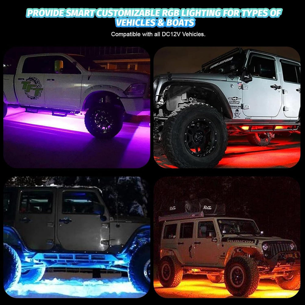 RGB LED Rock Lights Kit, 4 Pods Rock Lights for ATV UTV RZR SXS Golf Cart Tru...