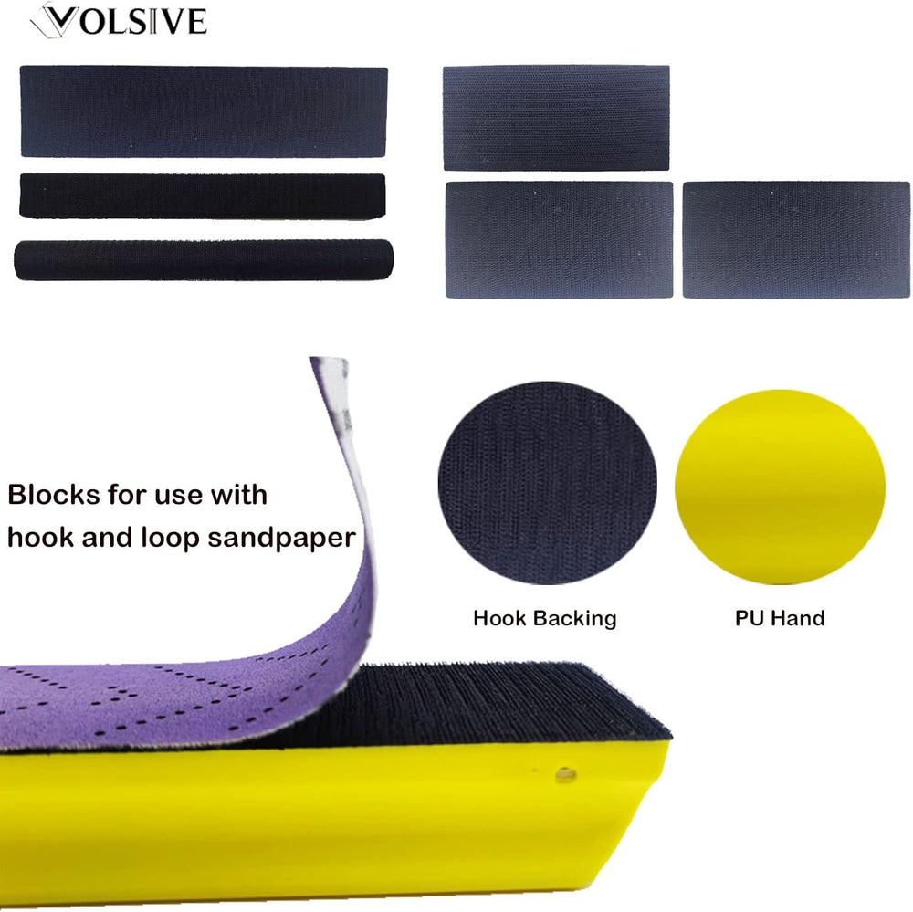VOLSIVE 7pcs Hand Sanding Block Set, Rectangle Handheld Sanding Pad, Hook and...