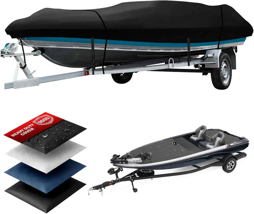 Boat Cover 12-14ft, Heavy Duty Marine Grade Waterproof Tarp Covers