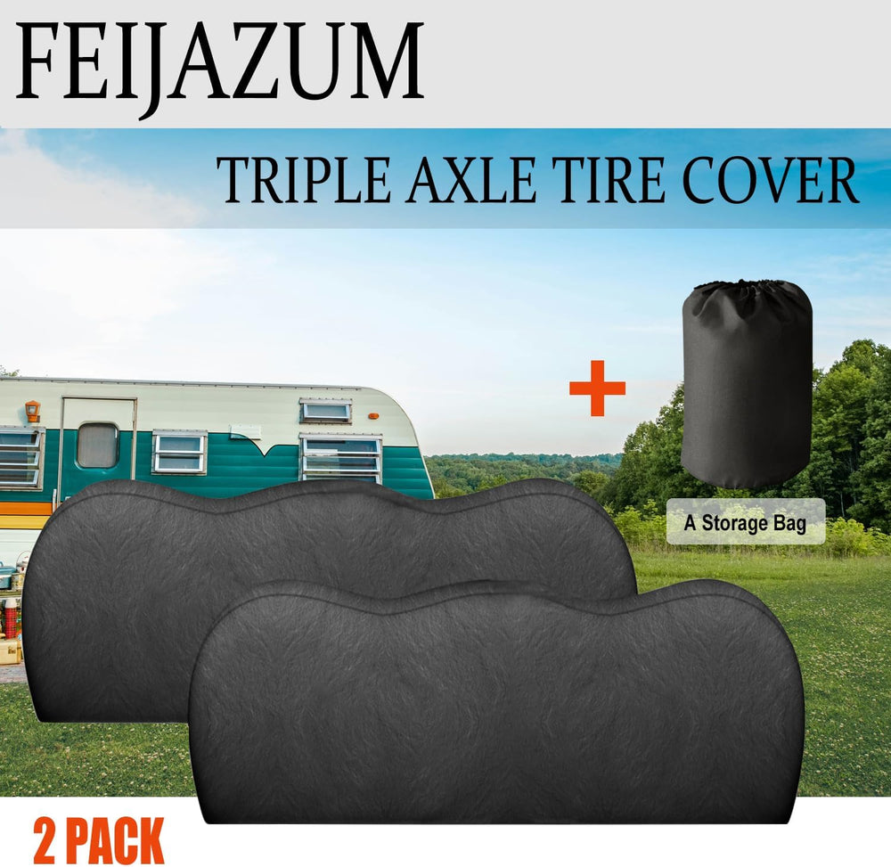 2 Pack Triple Axle Tire Cover, Fits 30" to 32" Tires, Heavy Duty Wa...