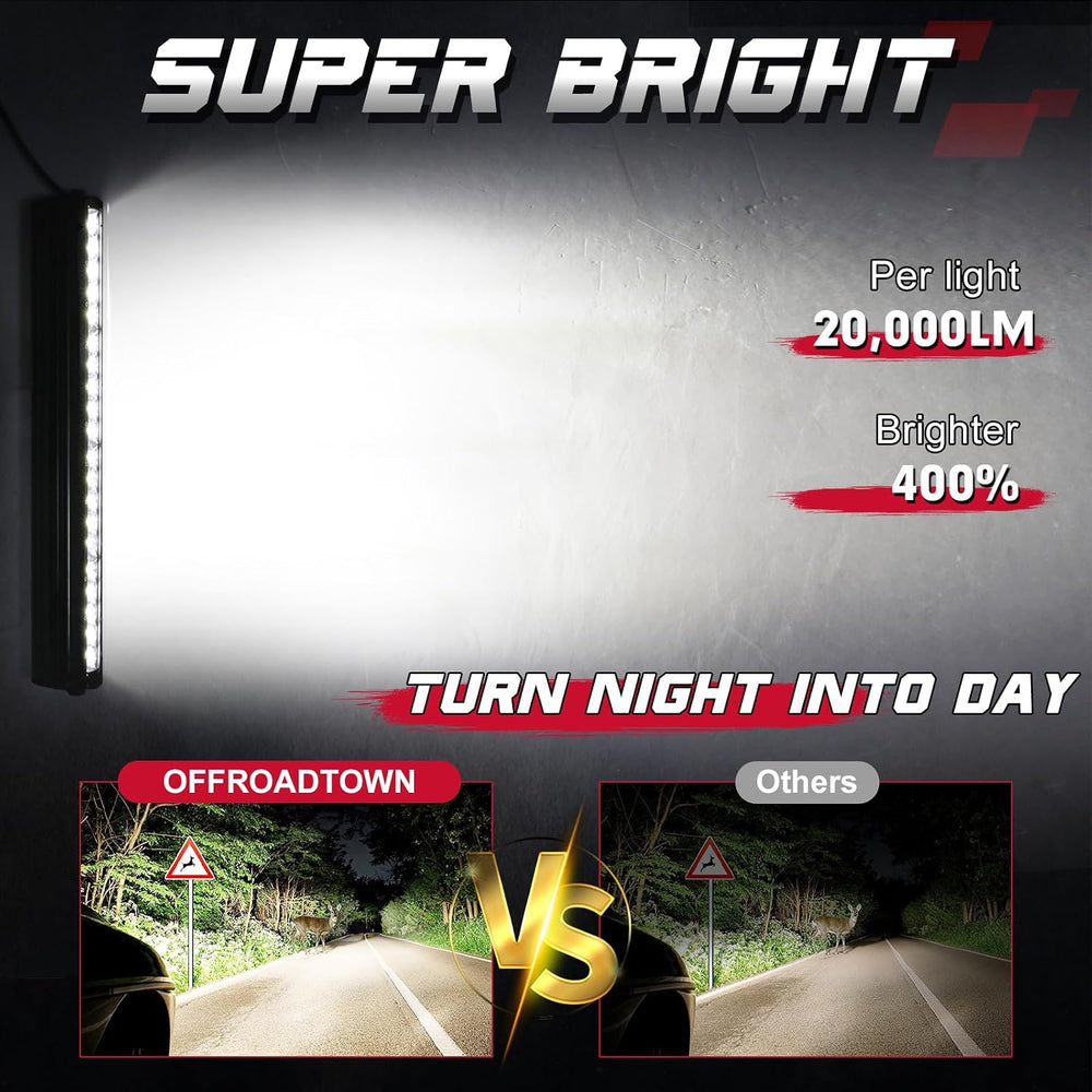 OFFROADTOWN 20 Inch LED Light Bar Single Row Off Road Bumper Driving Light
