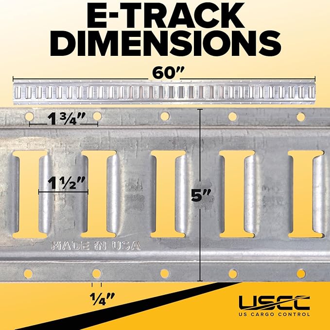 US Cargo Control E Track, Made in USA, 12 Gauge Steel 5 FT Galvanized E Track...