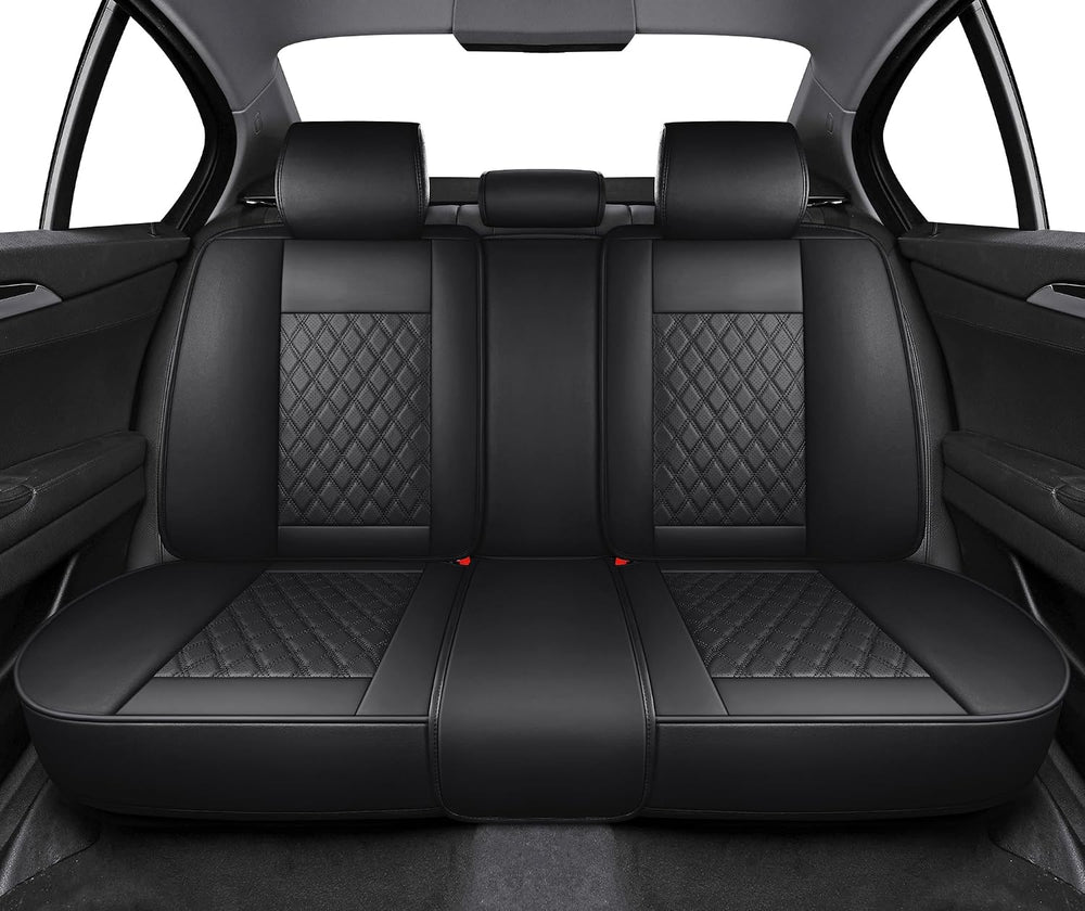 YIERTAI Universal Car Seat Covers Full Coverage Leather Full Set,Black