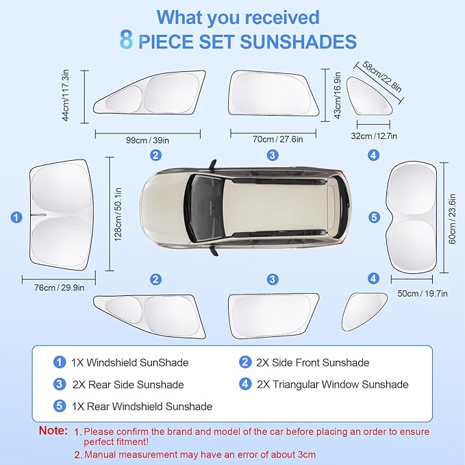 8pcs Car Window Shades for Subaru Outback Wagon 2015-2019 Accessories,