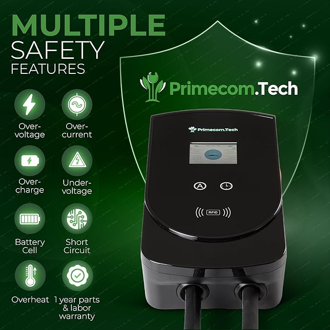 PRIMECOM 80 Amp 22KW 220Volt Level-2 18ft to 50ft Cord Lengths 20X Fast Smart