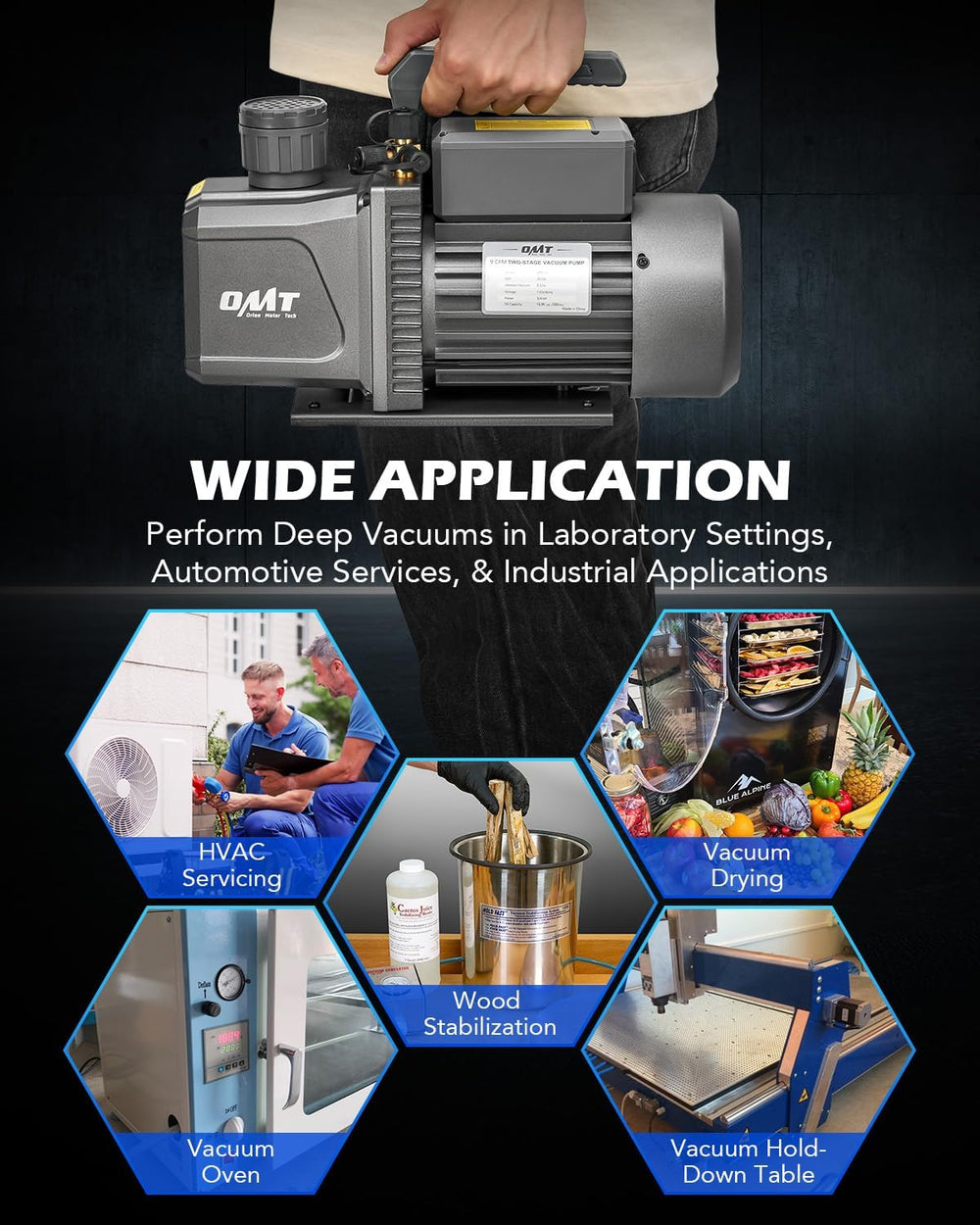 OMT 9 CFM 2 Stage Rotary Vane Vacuum Pump for R12 R22 R134a R410a