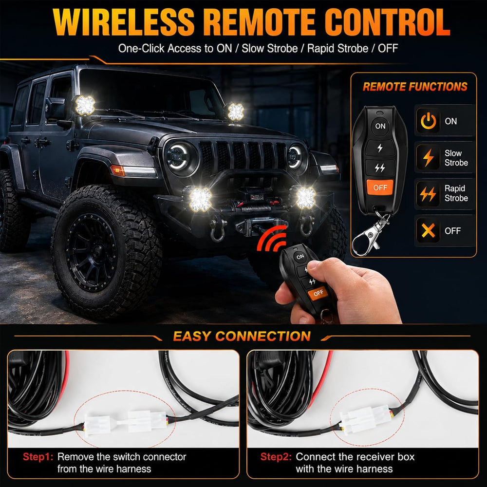 4 Inch LED Pod Lights, Spot Flood Combo Ditch Lights with Amber DRL