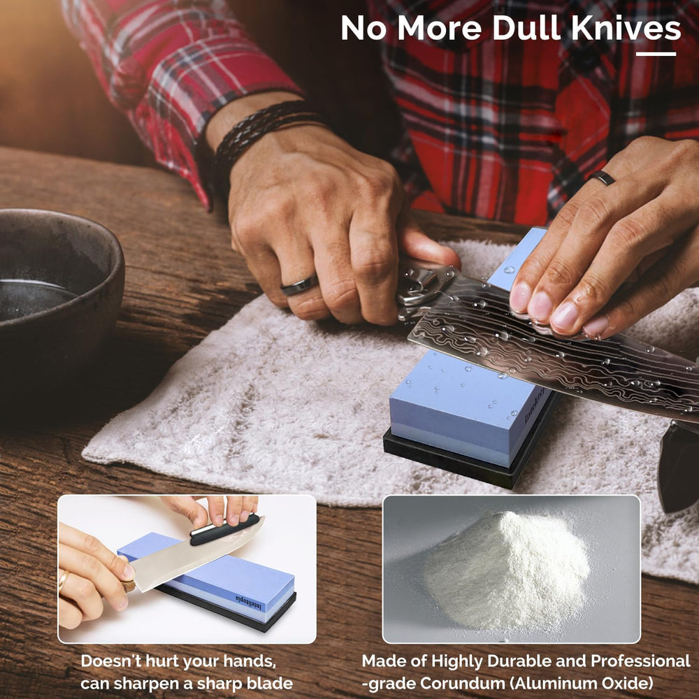 Complete Knife Sharpening Stone Set – Dual Grit Whetstone 400/1000 3000/8000 ...