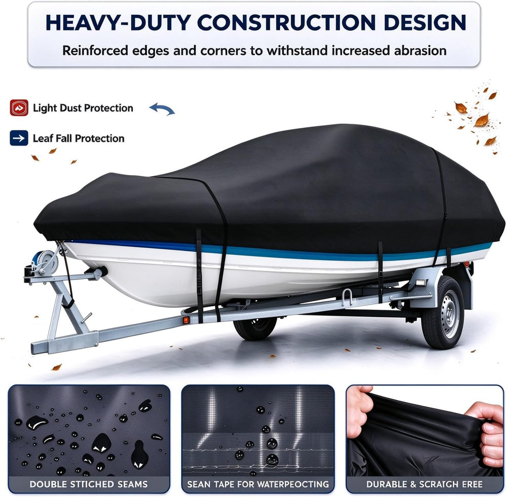 Boat Cover 12-14ft, Heavy Duty Marine Grade Waterproof Tarp Covers